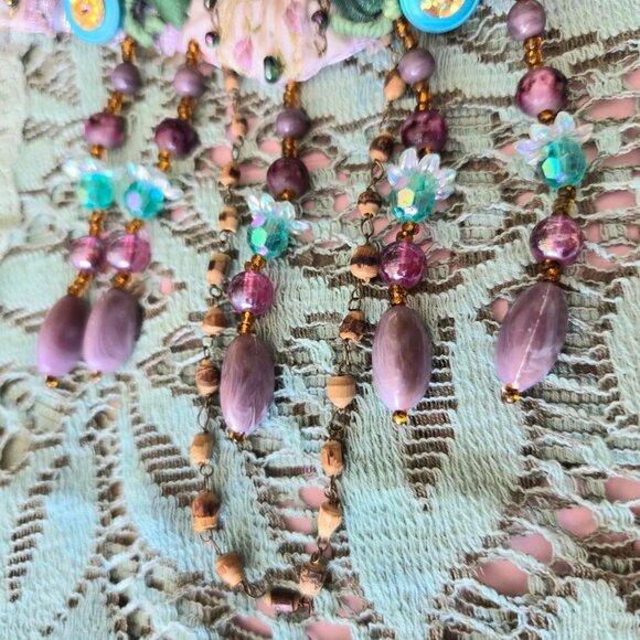 Purple Rose Choker Vintage Style Collar Lavender Fashion Romantic Necklace - Picture 5 of 7